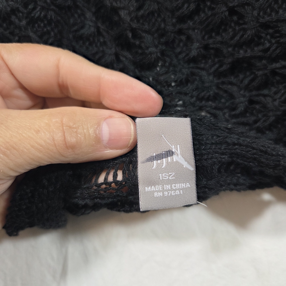 Open Stitch J.Jill Poncho Cape Black Women's Sweater Cover Up One Size NWT BOHO - Picture 5 of 9